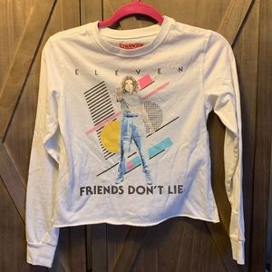 Stranger Things Eleven Long Sleeve Tshirt - White XS - friends don’t lie